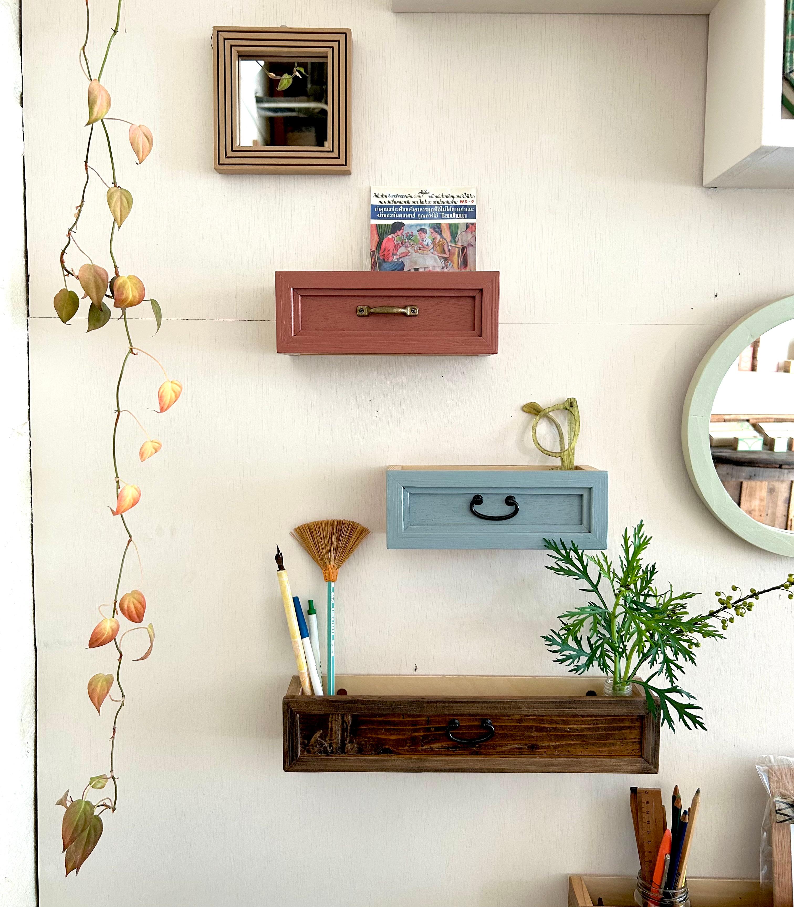 デスク収納　『drawer box』細長ナチュラルブラウン